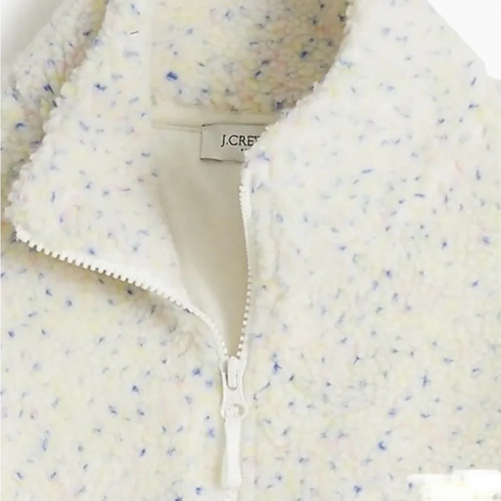 J. Crew Womens Confetti Flecked Cozy Sherpa Zip Jacket Coat XL B#1